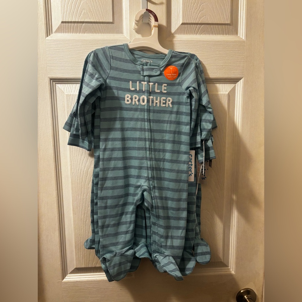 RESELLERS - Carter's Striped “Little Brother” Footie, Size 6 months, 6 ct.